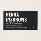 Premium Black Eyebrow Tint Henna Brows Aftercare Visitekaartje (Voorkant)