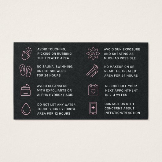 Premium Black Eyebrow Tint Henna Brows Aftercare Visitekaartje (Achterkant)