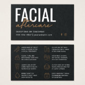 Premium Black Facial Aftercare Instructions Kaart (Voorkant /achterkant)