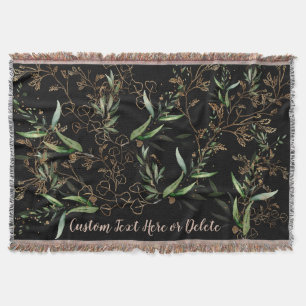 Premium Black Gold Botanical Eucalyptus Greenery Deken