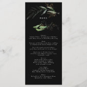 Premium Black Gold Botanical Eucalyptus Greenery Menu (Voorkant)