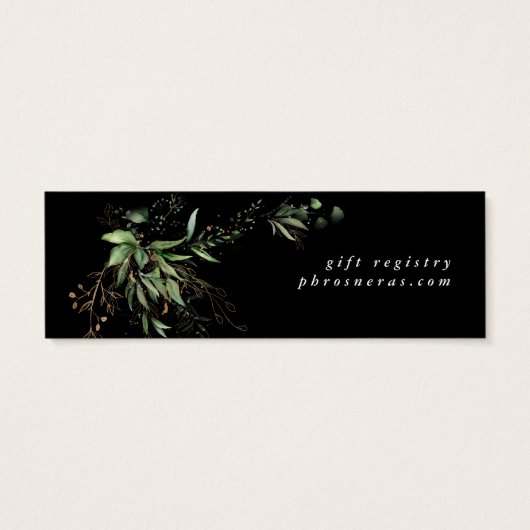 Premium Black Gold Botanical Eucalyptus Greenery Mini Visitekaartjes (Achterkant)