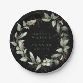 Premium Black Gold Botanical Eucalyptus Greenery Papieren Bordje (Voorkant)