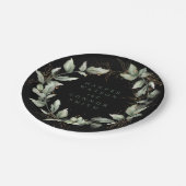 Premium Black Gold Botanical Eucalyptus Greenery Papieren Bordje (Gekanteld)