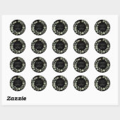 Premium Black Gold Botanical Eucalyptus Greenery Ronde Sticker (Vel)