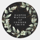Premium Black Gold Botanical Eucalyptus Greenery Ronde Sticker (Voorkant)