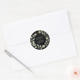 Premium Black Gold Botanical Eucalyptus Greenery Ronde Sticker