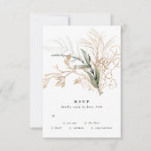 Premium Black Gold Botanical Eucalyptus Weddenscha RSVP Kaartje (Voorkant)