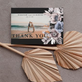 Premium Black Gold Botanical Pampas Florals foto Bedankkaart