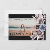 Premium Black Gold Botanical Pampas Florals foto Bedankkaart (Voorkant)