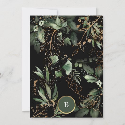 Premium Black Gold Botanische Eucalyptus Emerald Kaart (Achterkant)