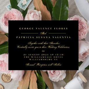 Premium Black Gold Calligraphy Elegant Wedding Folie Uitnodiging