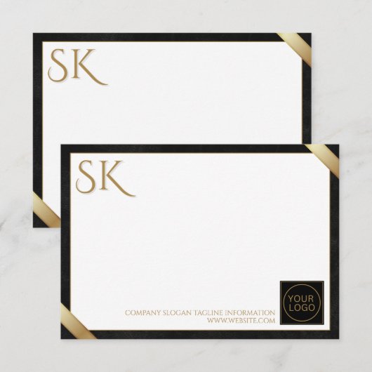 Premium Black & Gold Company Logo Notitiekaartje (Voorkant / Achterkant)