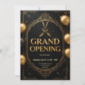 Premium Black & Gold Grand Opening Uitnodiging (Voorkant)