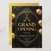 Premium Black & Gold Grand Opening Uitnodiging (Voorkant / Achterkant)