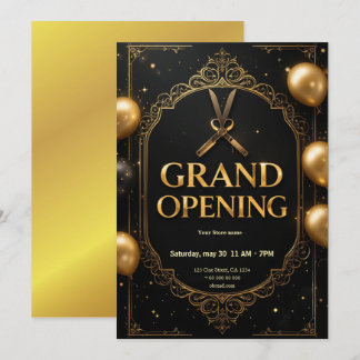 Premium Black & Gold Grand Opening Uitnodiging
