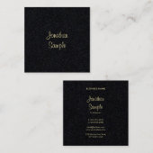 Premium Black Gold Hand Script Font legant Plain Vierkante Visitekaartje (Voorkant / Achterkant)