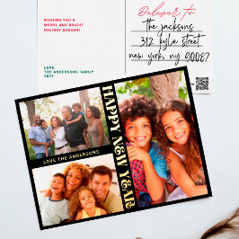 PREMIUM BLACK Gold HAPPY NEW YEAR MULTI Photo Folie Feestdagen Briefkaart