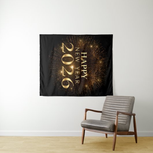 premium black gold happy new year party backdrop wandkleed (In Situ (horizontaal))
