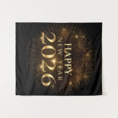 premium black gold happy new year party backdrop wandkleed (Voorkant (horizontaal))