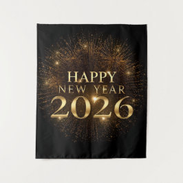premium black gold happy new year party backdrop wandkleed
