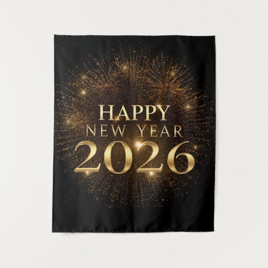 premium black gold happy new year party backdrop wandkleed (Voorkant)