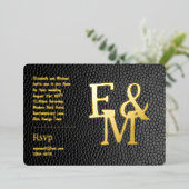 Premium Black Gold Monogram Foto's Kijk naar Foi Folie Uitnodiging (Staand Voorkant)