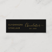 Premium Black Gold Script Chocolatier QR Code Mini Visitekaartje (Voorkant)
