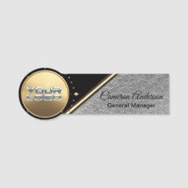 Premium Black Gold Textured Silver Name Tag