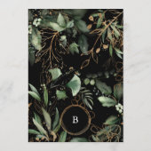 Premium Black Golden Circles Monogram Eucalyptus Kaart (Achterkant)
