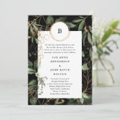 Premium Black Golden Circles Monogram Eucalyptus Kaart (Staand voorkant)