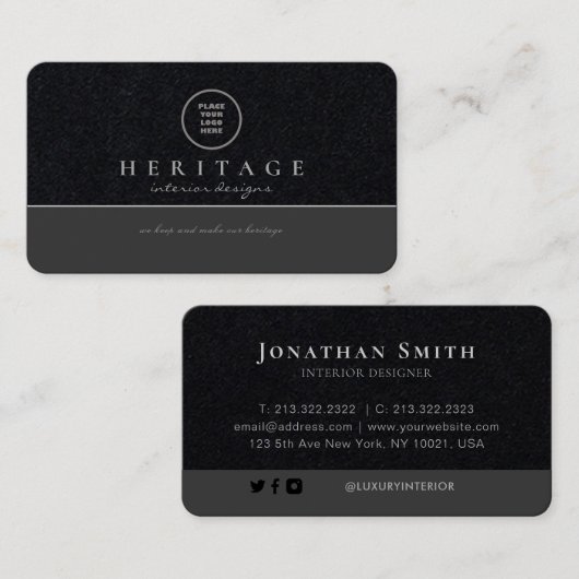 Premium Black Grey Professional Social Media Logo Visitekaartje (Voorkant / Achterkant)