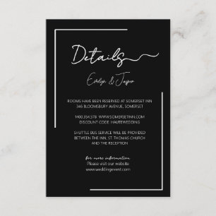 Premium Black Huwelijksdetails  Informatiekaartje