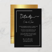 Premium Black Huwelijksfeest Details  Informatiekaartje (Voorkant / Achterkant)