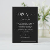 Premium Black Huwelijksfeest Details  Informatiekaartje (Staand voorkant)