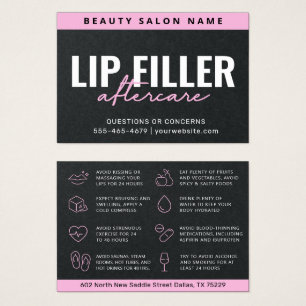 Premium Black Lux Pink Lip Filler Aftercare Kaart