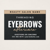 Premium Black Luxury Eyebrow Threading Aftercare Visitekaartje (Voorkant)