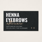 Premium Black Luxury Henna Brows Aftercare Kaart (Voorkant)