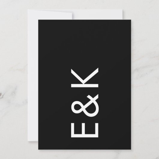 Premium Black Modern Monogram Boho Arch Wedding Kaart (Achterkant)