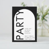 Premium Black Modern Monogram Boho Bold Arch Party Informatiekaartje (Staand voorkant)