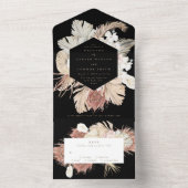 Premium Black Pampas Boho Floral Woding Al All In One Uitnodiging (Binnen)