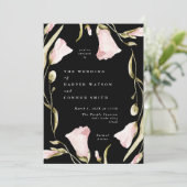 Premium Black Pampas Boho Wildflower Wedding Kaart (Staand voorkant)