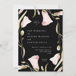 Premium Black Pampas Boho Wildflower Wedding Kaart