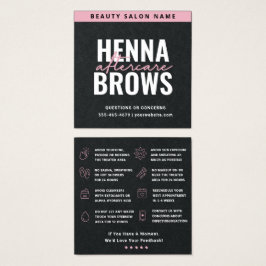 Premium Black Pink Square Henna Brows Care Kaart