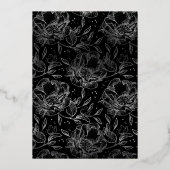 Premium Black Real Gold Floral Hand Drawn Wedding Folie Uitnodiging (Achterkant)