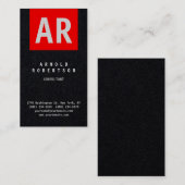 Premium Black Red Trendy Monogram Plain Visitekaartje (Voorkant / Achterkant)