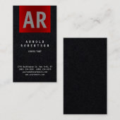 Premium Black Red Trendy Monogram Visitekaartje (Voorkant / Achterkant)