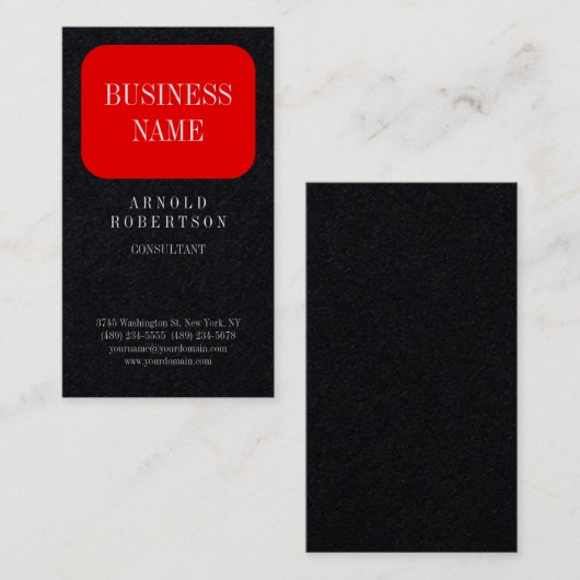 Premium Black Red Trendy Plain Visitekaartje (Voorkant / Achterkant)