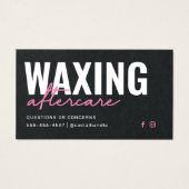 Premium Black Roze Waxing Aftercare Kaart (Voorkant)