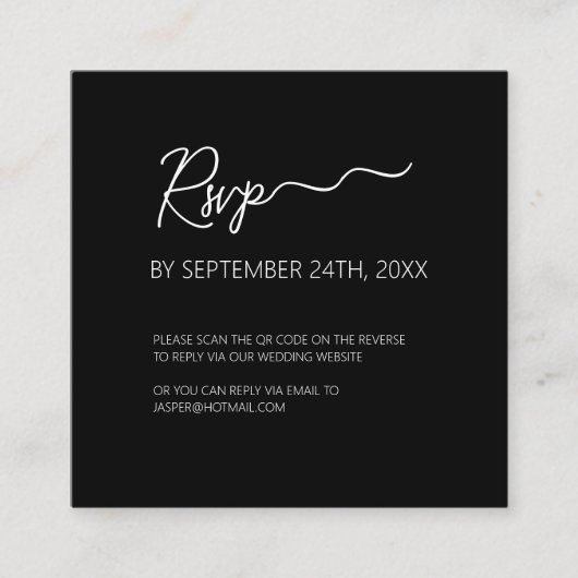 Premium Black RSVP QR Code Enclosure Kaart (Voorkant)